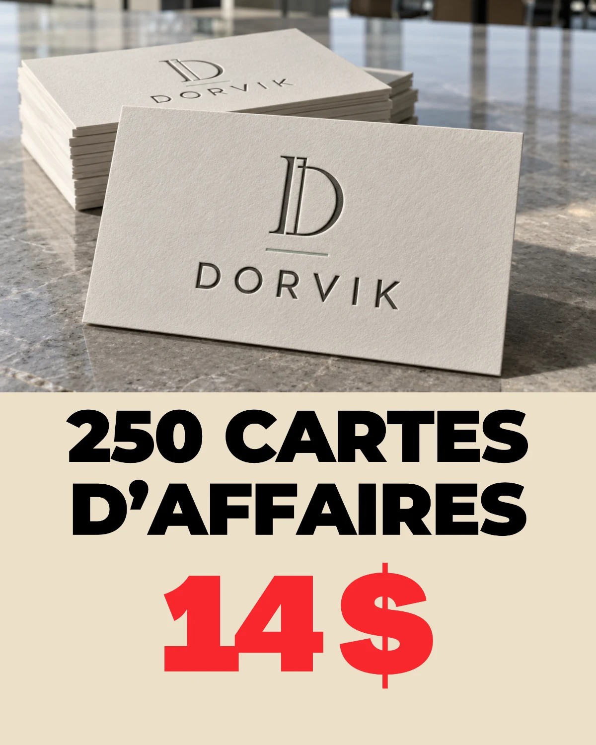 250 cartes d'affaires 14$